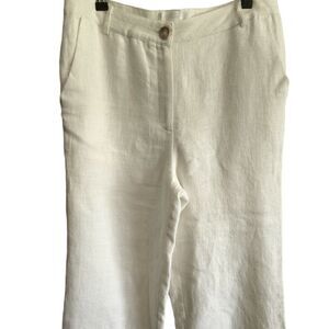 ETT Twa By Anthroplogie White Wide Leg Linen Pants with Poms Size Medium